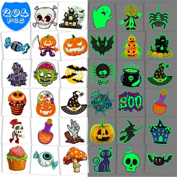 Halloween Tattoos for Kids, Individually Wrapped Glow In the Dark Kids Tattoos - Picture 1 of 11